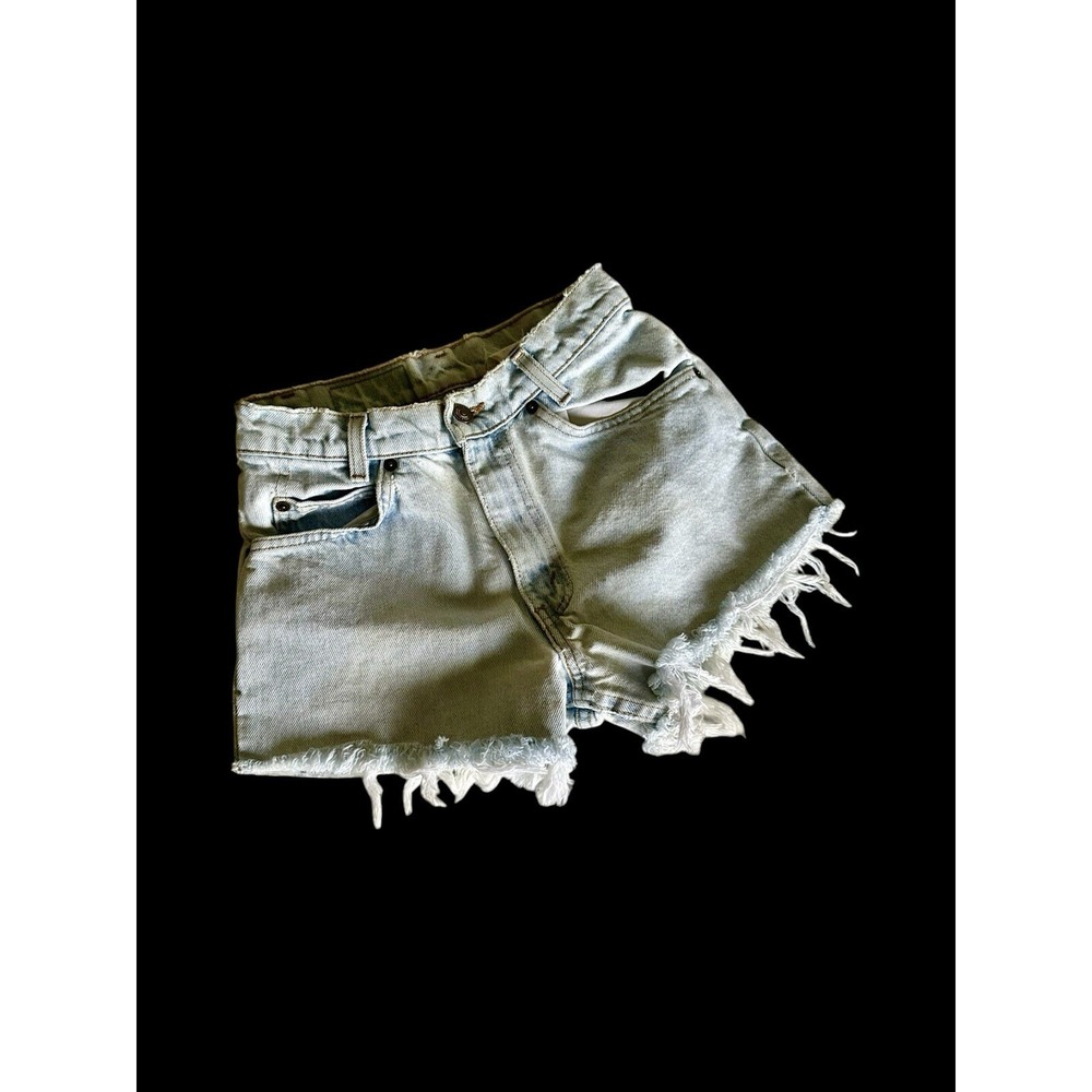 Vintage Levis 550 Cut Off Jean Shorts Womens 24 Light Wash Orange Tab Student - Picture 6 of 13